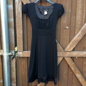 Teeze Me Black A-line Dress with Puff Cap Sleeves - Size Small